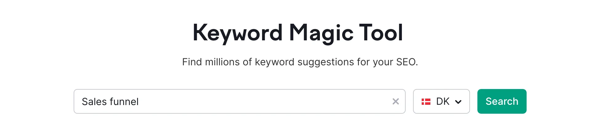 Semrush keyword magic tool for SEO optimering