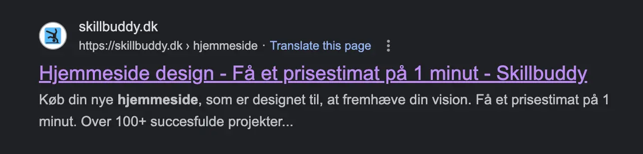 Søgeord fremhævet med fed skrift i søgemaskiner