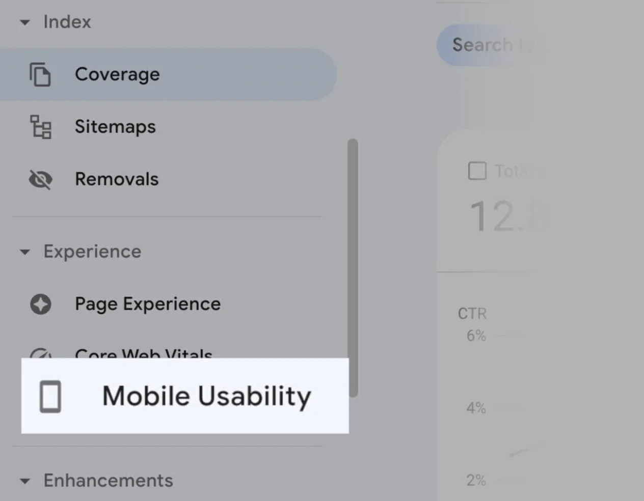 Google search console fremvisning af funktionen mobile usability