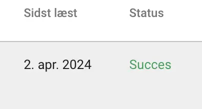 Indsendt sitemap illustration på google search console
