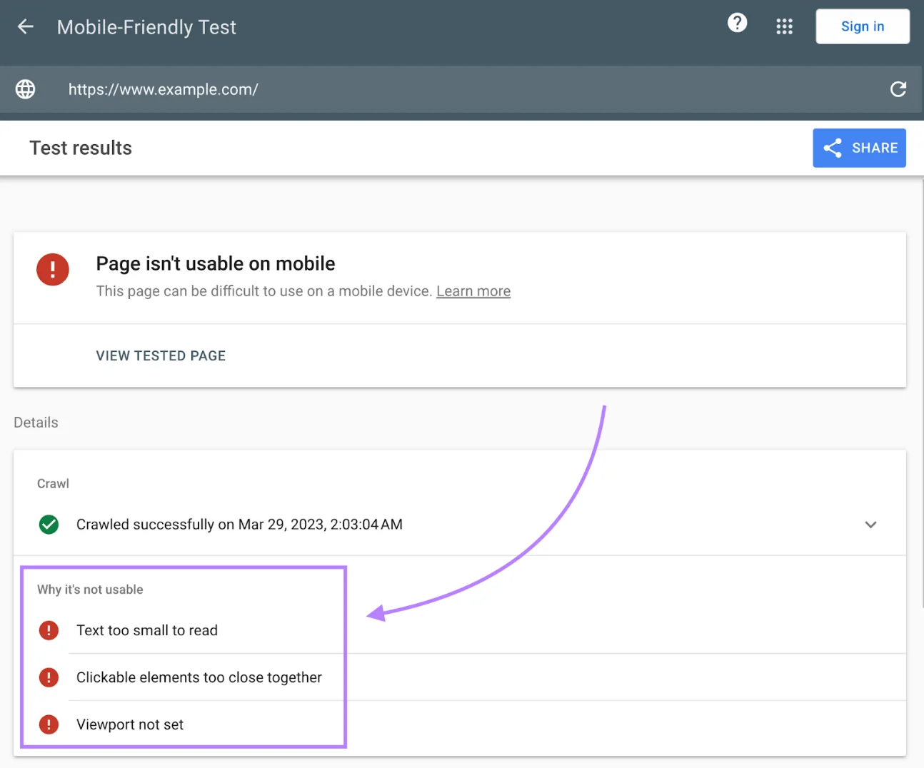Google's Mobile Friendly test til SEO
