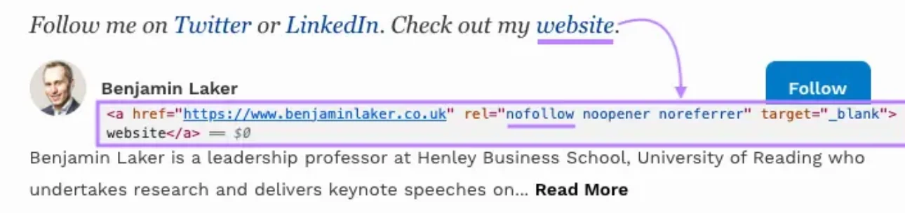Nofollow link eksempel fra Forbes