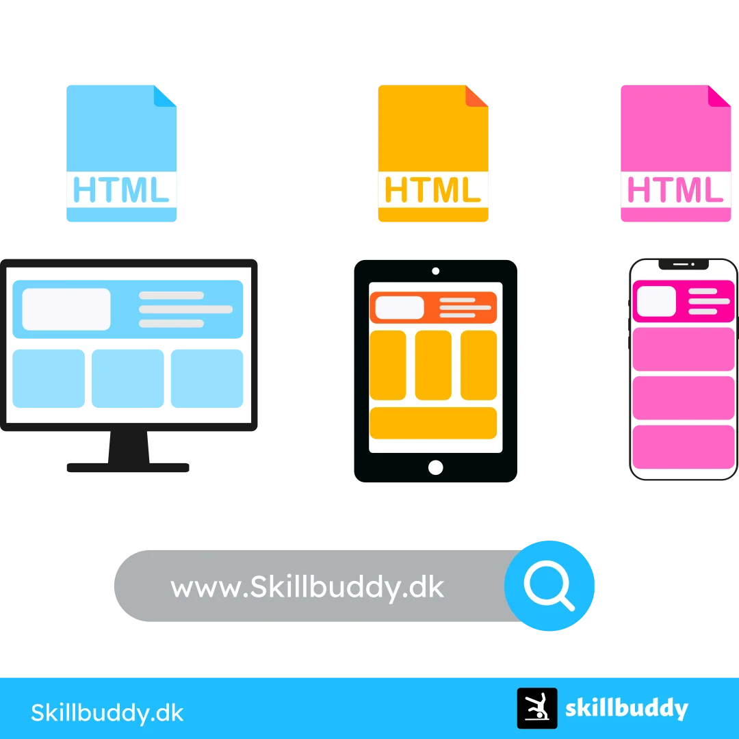 Responsiv design illustration fra Skillbuddy.dk